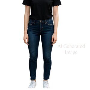 Paige Women 10" High Rise  Ankle Zip Cuff Skinny Stretch Denim Blue Jeans Sz 26